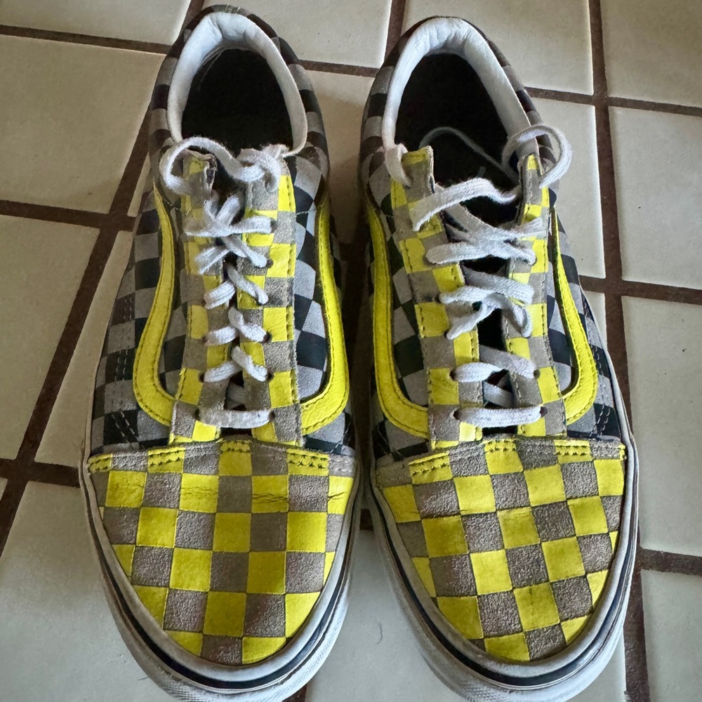 Vans Yellow and Gray Sneakers Classic Low-Top Design